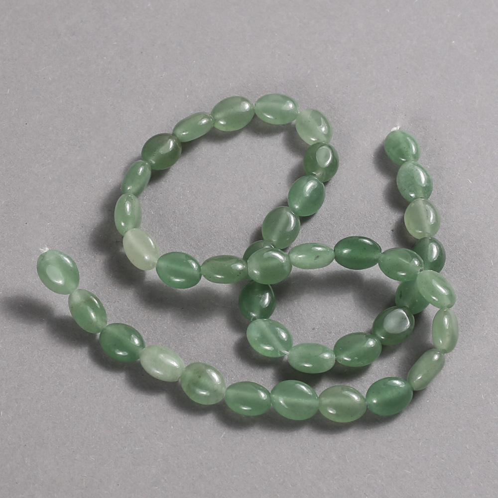 Beads on a thread of natural jade, smooth oval, 10×8 mm diameter, length 39 cm