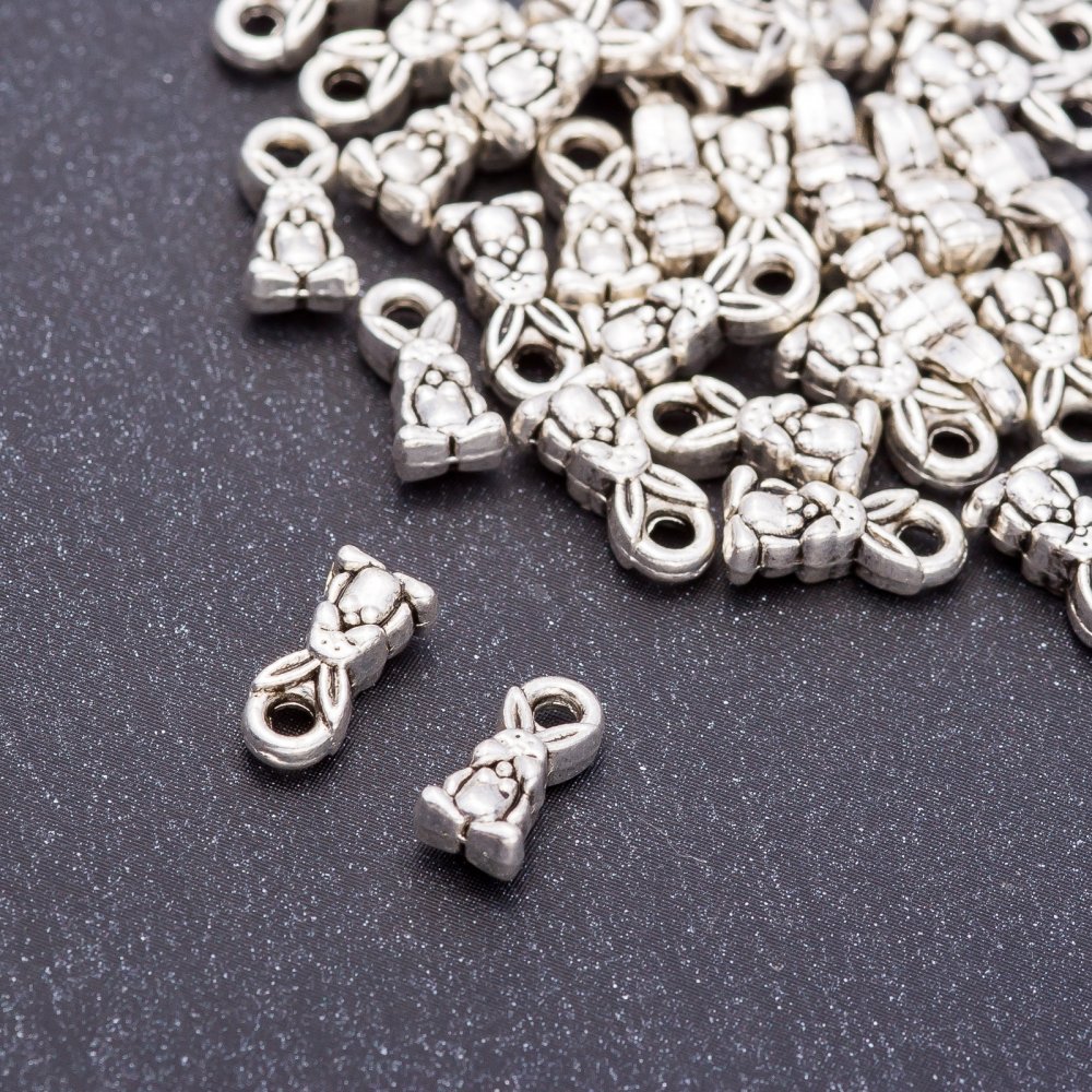 Findings pendant 'Rabbit' 11x5 mm, metal color 'silver', pack 20 g ± 35 pcs