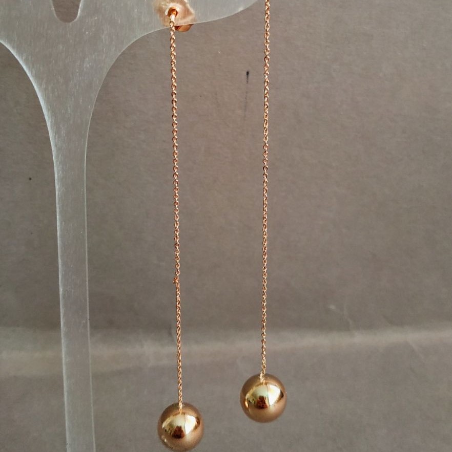 Xuping 18K Gold Plated Ball-Stud Earrings, 10 mm diameter + -, 10 cm length +