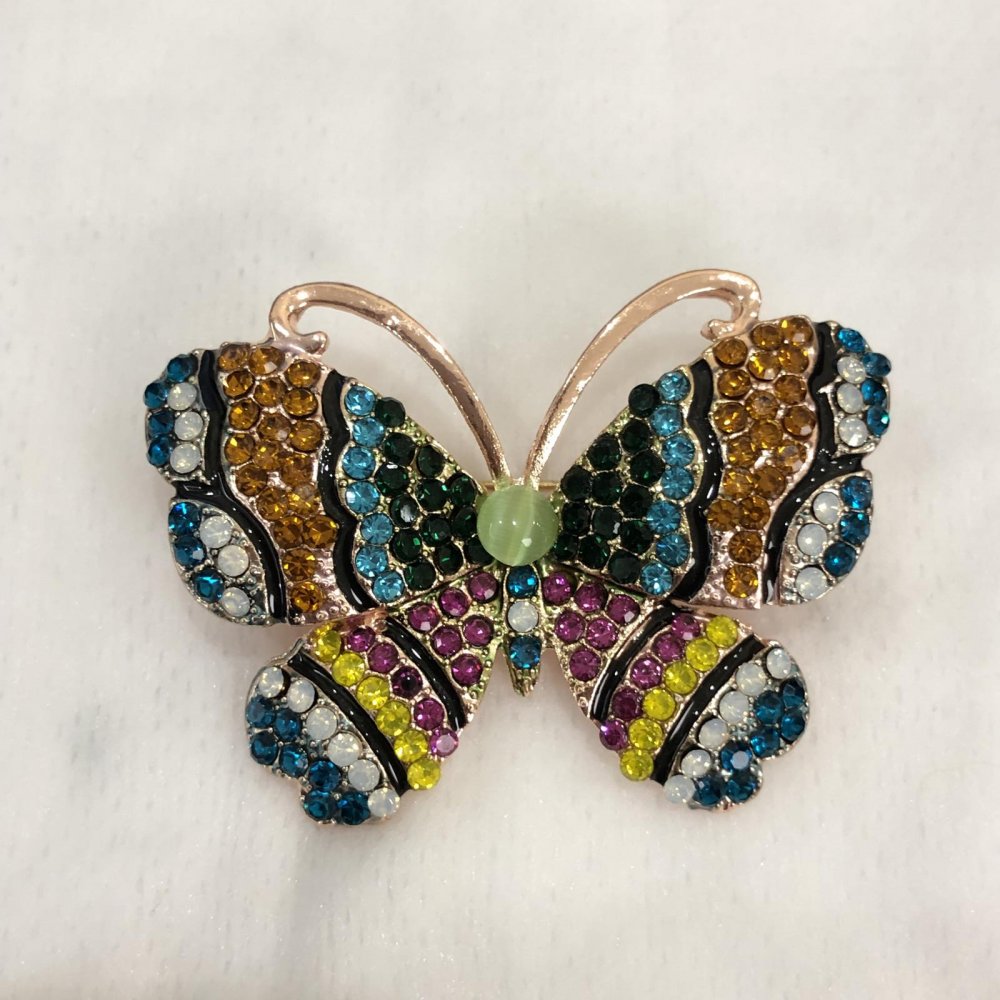 Brooch 'Butterfly' with Green Bead