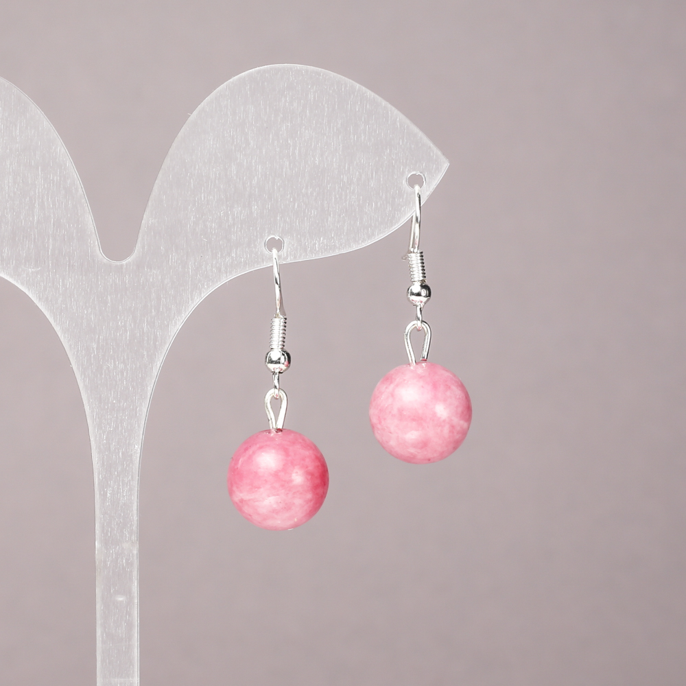 Tourmaline Earrings with a Smooth Ball, 12 mm Diameter, 33 mm Length