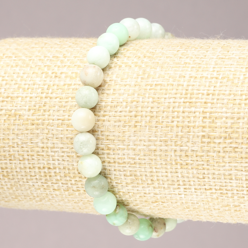 Elastic bracelet with natural Larimar stone, smooth beads, diameter 6mm+