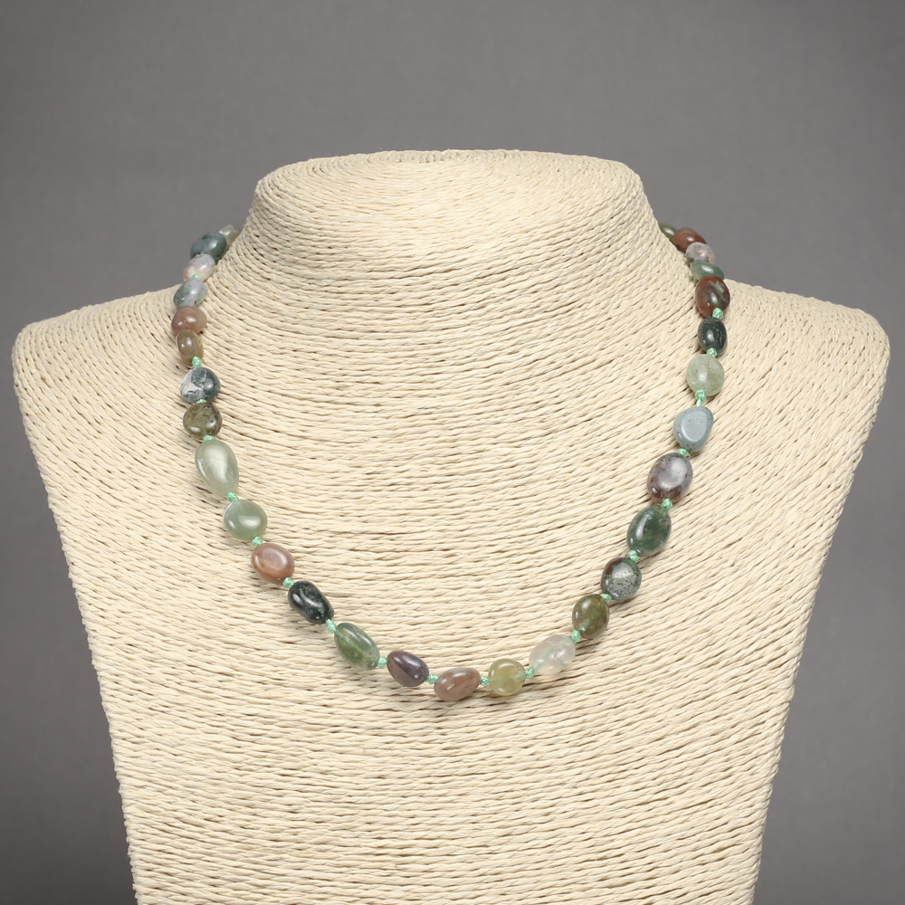 Bead Necklace of Natural Multicolored Jasper, Tumbled, 8x10 mm diameter, 45 cm length