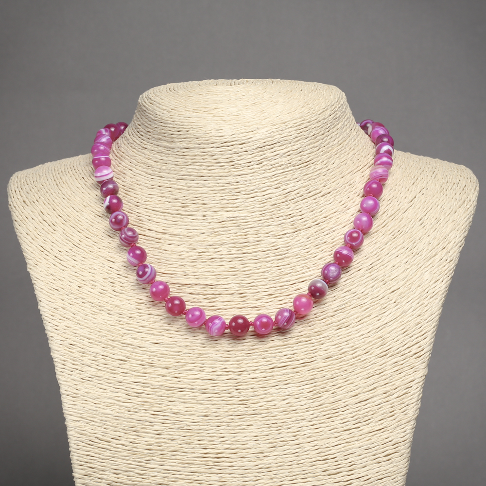 Raspberry Agate Beads, Smooth Round Balls, 8mm Diameter, 45cm Length