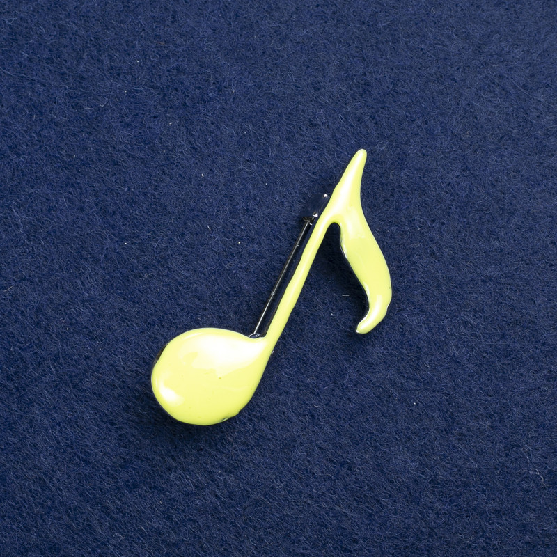 Brooch 'Note' silver-toned metal and enamel 25×45 mm +