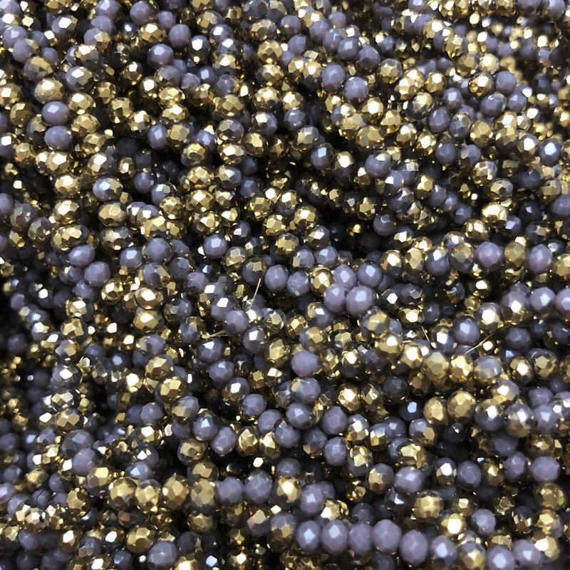 Beads Czech Crystal on thread assortment, mauve matte with coating, faceted rondel, diameter 3.5×3 mm + -, length 36-38 cm +