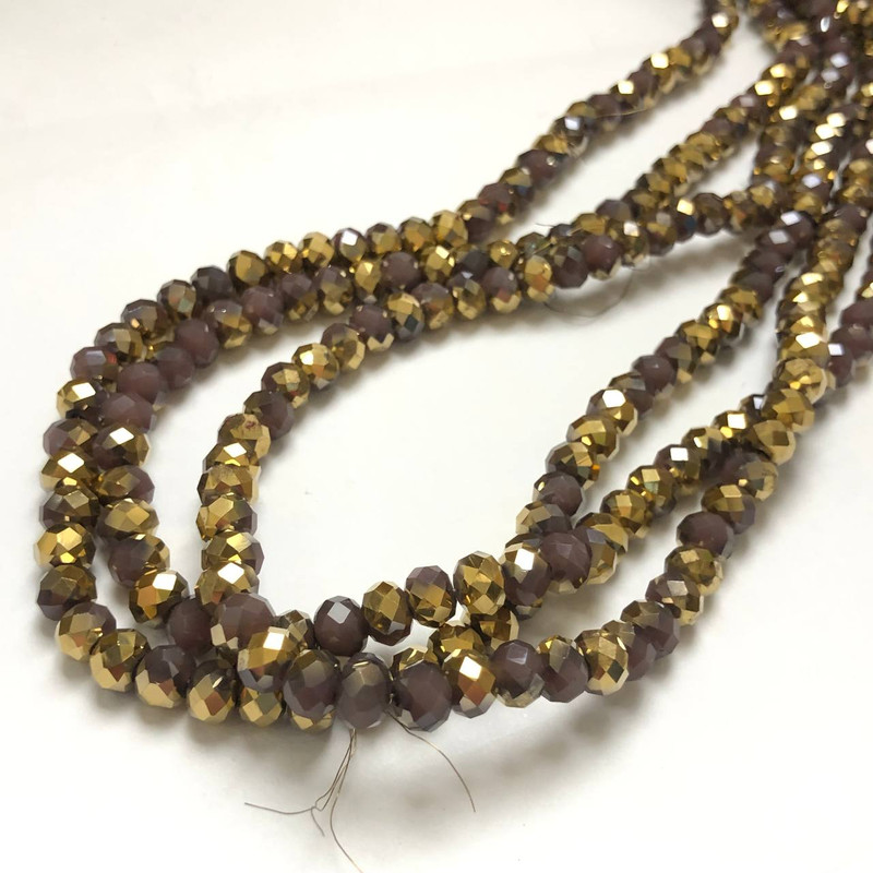 Beads Czech Crystal on thread, lilac matte assortment with a faceted rondel, diameter 6x4.5 mm + -, length 38-40 cm +