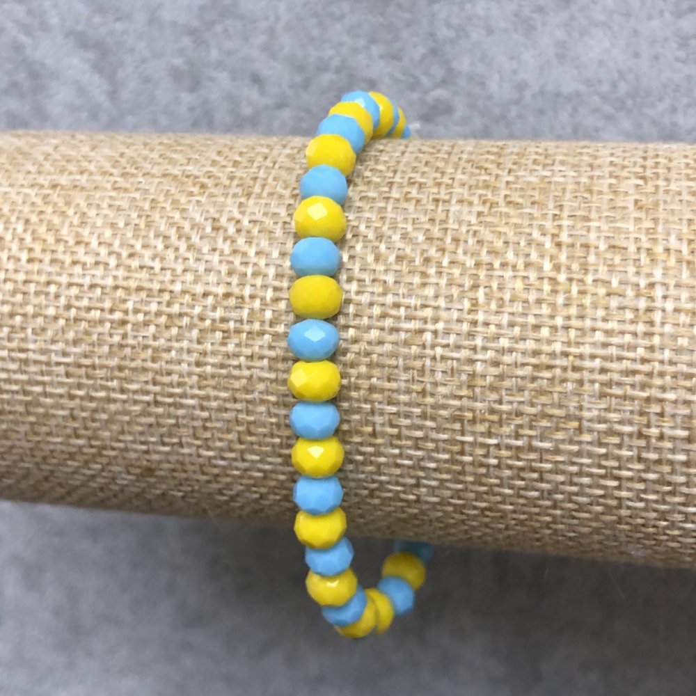 Elastic bracelet with Czech crystal Ukraine, faceted rondel, diameter 6x4 mm, length 18 cm