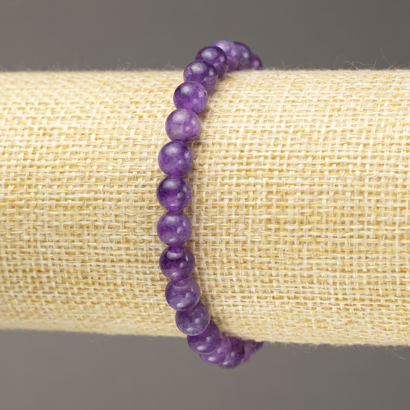 Lepidolite Bracelet (Synthetic) Smooth Beads, 6 mm Diameter +/- (Stretch)