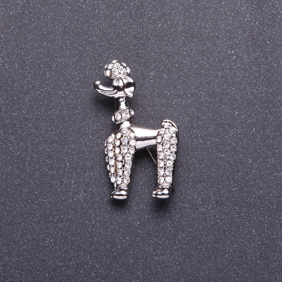 Brooch 'Royal Poodle' in silver-colored metal 4x2.5 cm