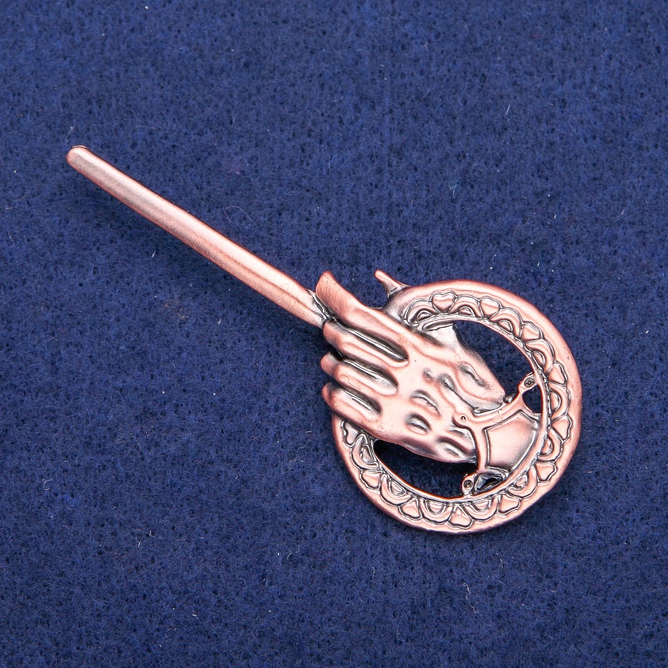 Brooch Pendant Hand of the King, 31×71 mm, copper-colored metal