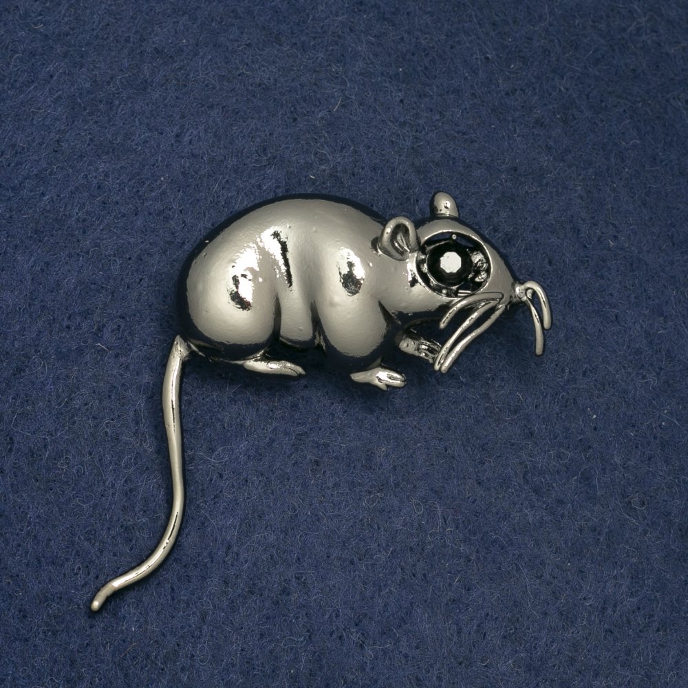 Rat Brooch in White Metal 37x37 mm