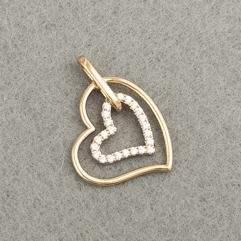 Xuping 18K Gold-Plated Heart Pendant with White Crystals, diameter 21×17mm +