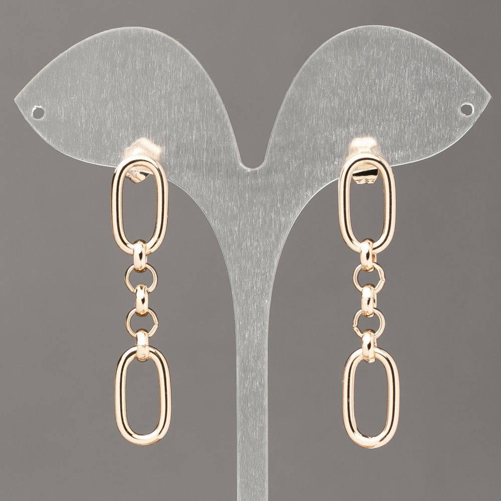 Xuping 18K Gold-Plated Ball Chain Stud Earrings, thickness 9.5 mm, length 48 mm