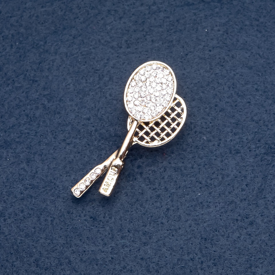 Brooch 'Tennis Rackets' 52×22 mm metal color 'gold'