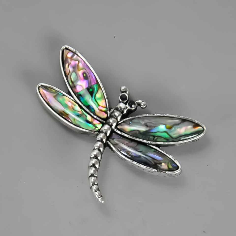 Butterfly Brooch-Pendant with Halite 36x54mm