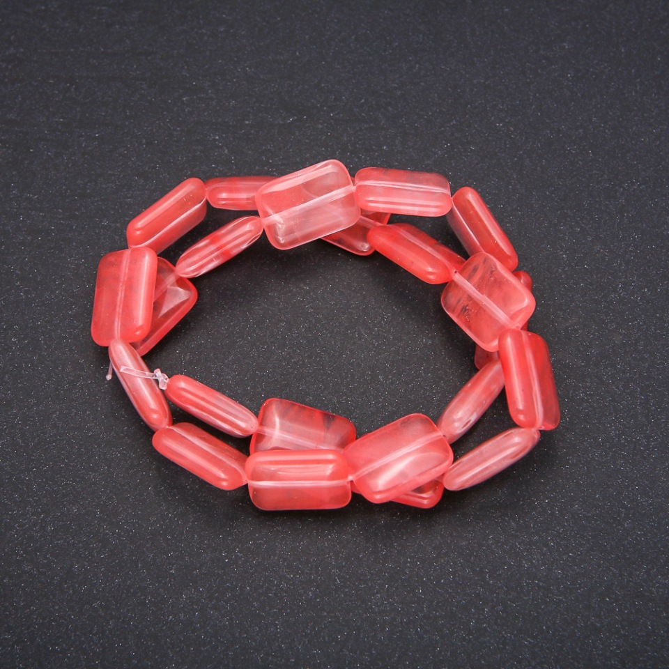 Natural chalcedony beads, rectangular shape, 13×18 mm, length 38 cm