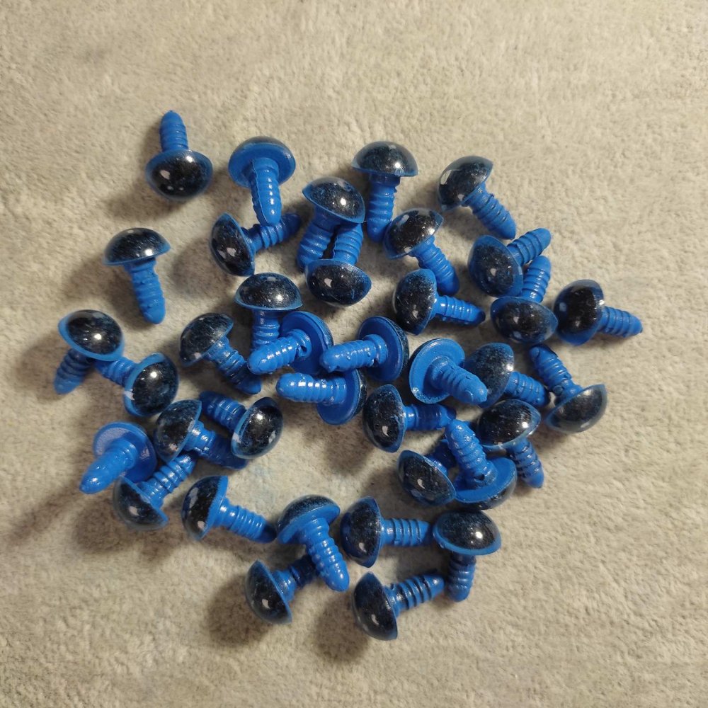 Live Eyes fittings for toys, 12 mm diameter, screw-on, blue, pack of 50 pairs
