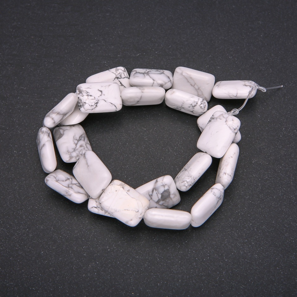Kaholong rectangular beads, natural stone, 13×18 mm, length 38 cm (±)