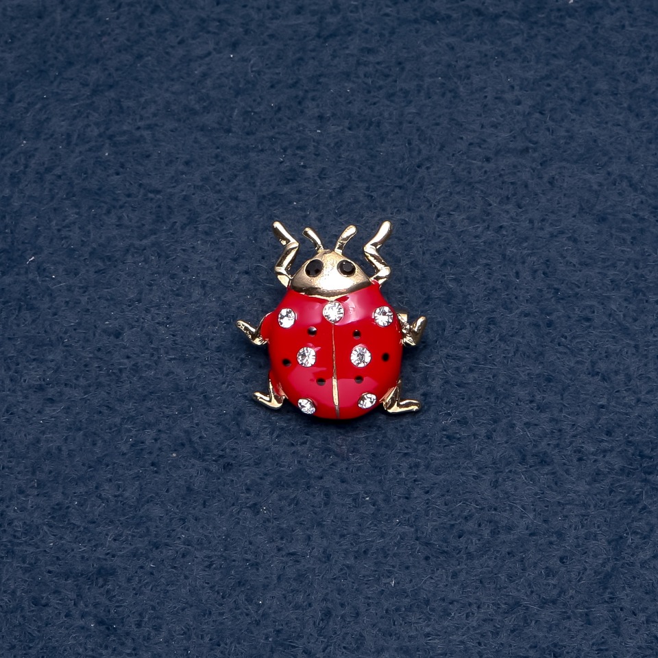 Brooch 'Ladybug' 22x23mm insect series, metal color 'gold'