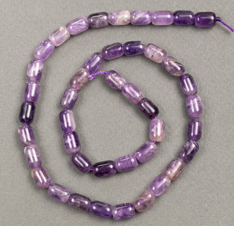 Amethyst natural gemstone beads 'barrel-shaped', diameter 6x9mm, length 39 cm +