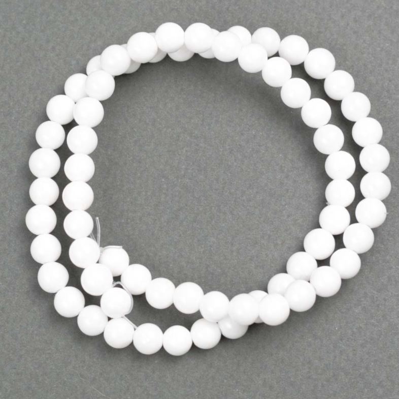Beads on thread White Agate (artificial acrylic) smooth ball, diameter approx. 6 mm, length 40 cm