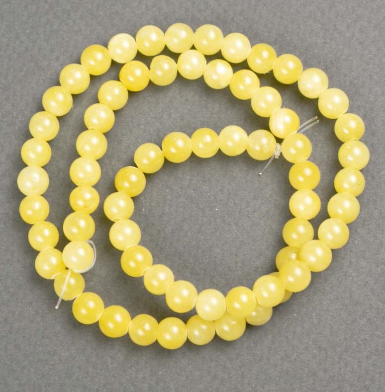 Citrine Beads on Fishing Line (Synthetic Acrylic) Smooth Beads, 6 mm Diameter