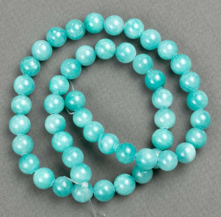 Amazonite Beads on Fishing Line (Synthetic Acrylic) Smooth Spheres, 8.5 mm Diameter, 40 cm Length