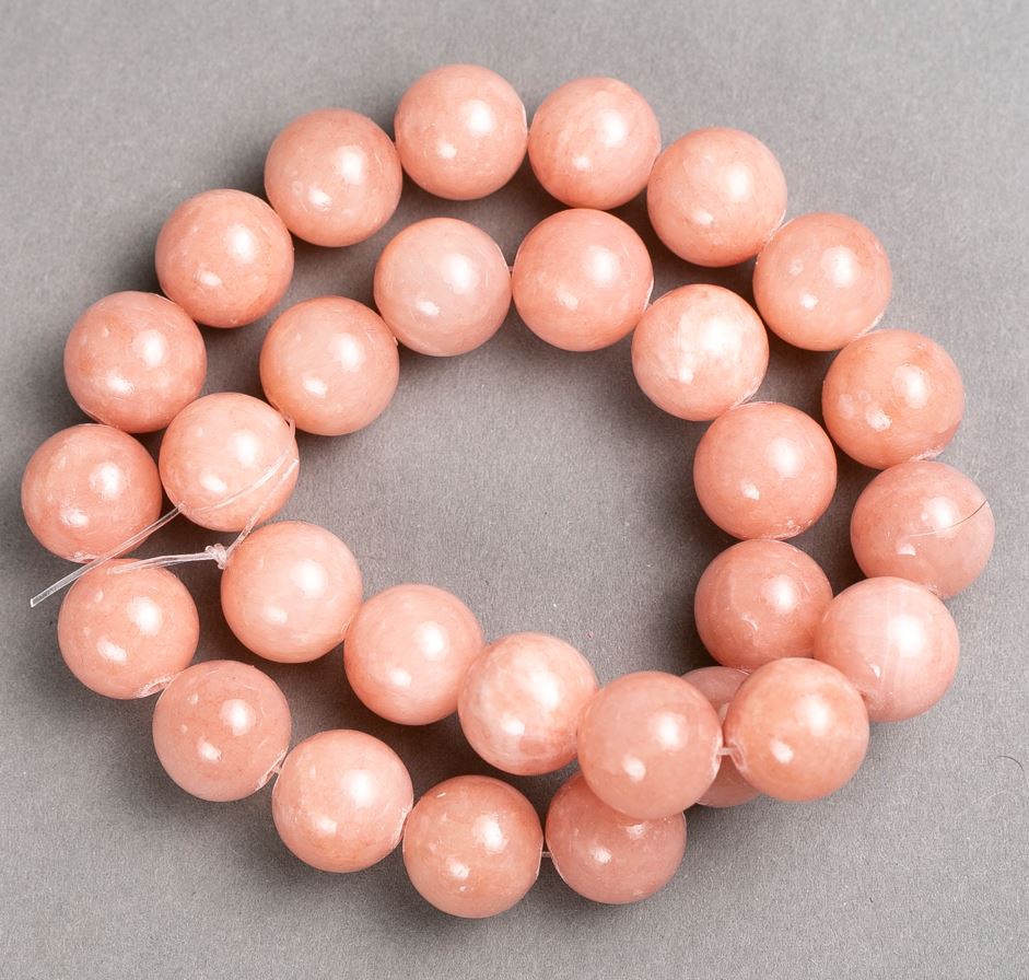 Beads on beading thread Pink Quartz (artificial acrylic) smooth ball, diameter 14mm ±, length 40cm ±