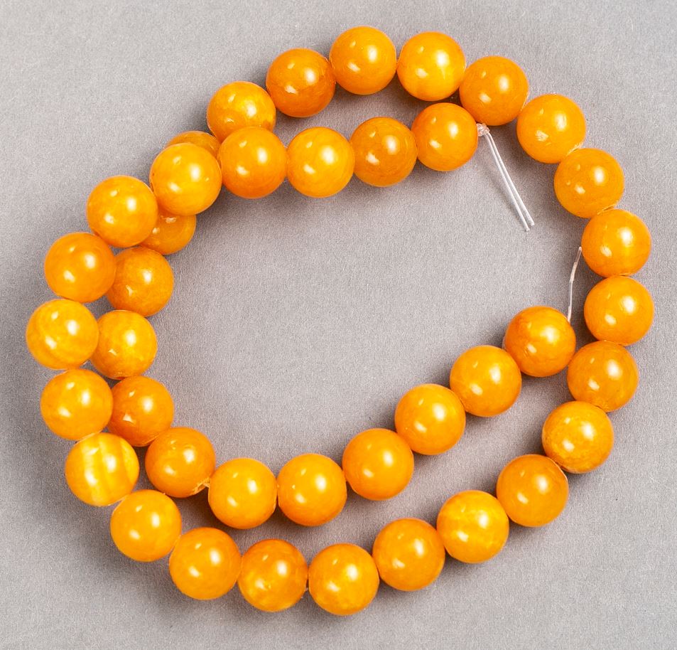 Citrine Beads on Fishing Line (Artificial Acrylic), Smooth Spheres, 10.5 mm Diameter, 40 cm Length
