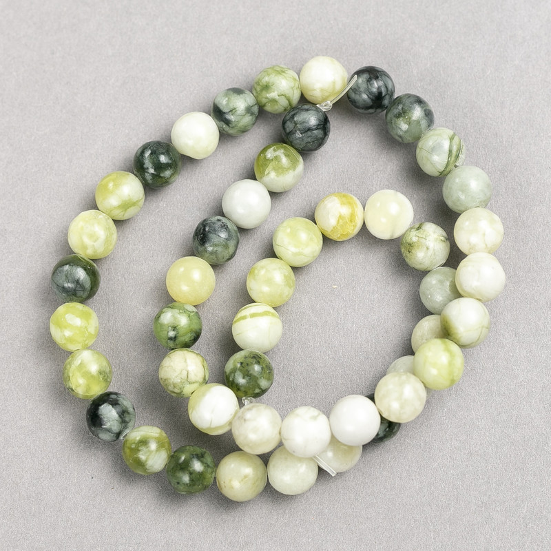 Ophite Beads (Acrylic) on Thread, Smooth Round Beads, 8.5 mm diameter, 38 cm length