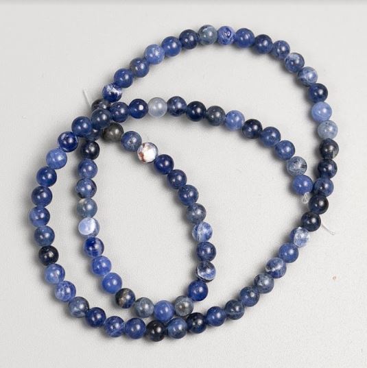 Beads on fishing line, natural stone sodalite, diameter 5 mm, length 37 cm