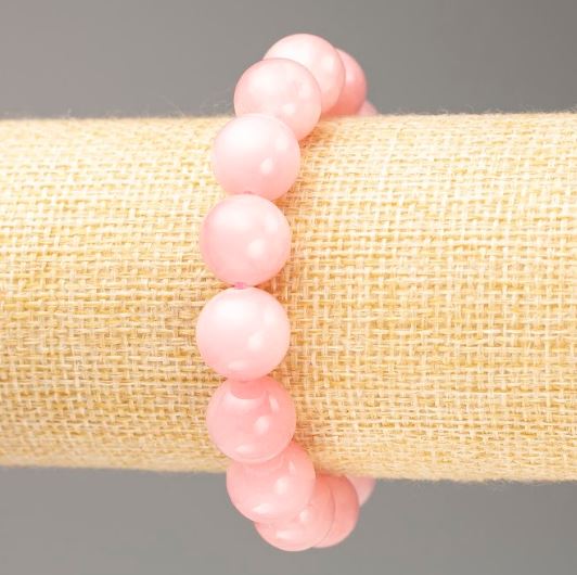 Elastic bracelet Rose Quartz (synthetic acrylic) smooth bead, diameter 12.5 mm, length 18 cm