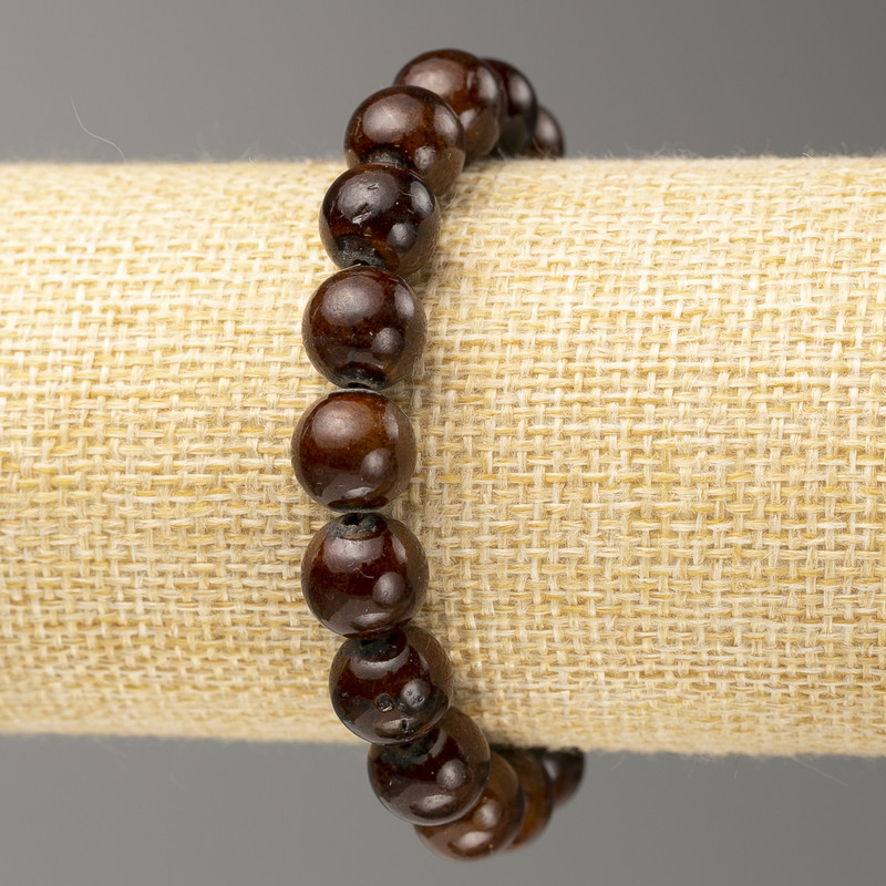 Elastic Bracelet with Tiger's Eye Imitation (Artificial Acrylic) Smooth Beads, 10 mm Diameter, Length 18 cm ±