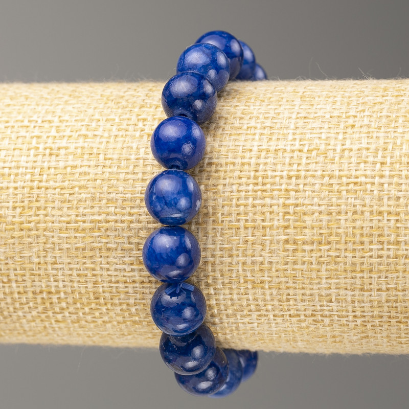 Azurite (Artificial) Bracelet on Elastic, Smooth Beads, 10 mm Diameter, 18 cm Length