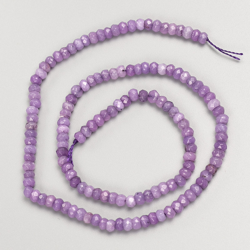 Amethyst Beads (Artificial) Faceted Rondelle on Thread, 4x2.5 mm, 37 cm length