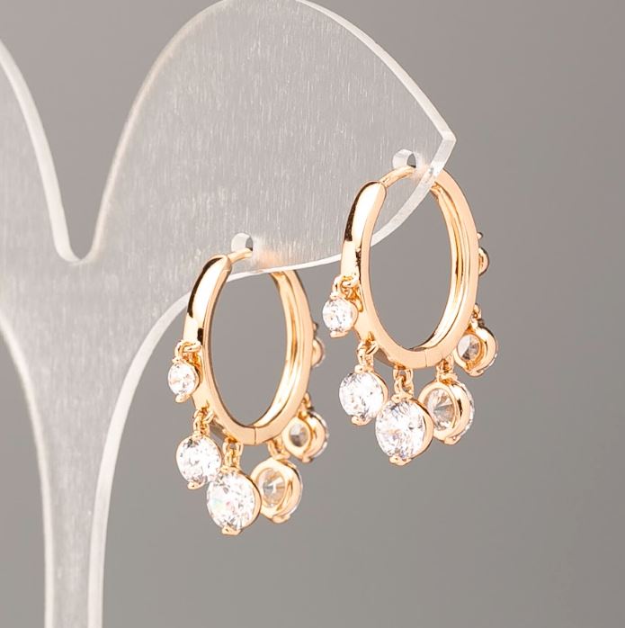 Xuping Earrings 18K Gold-Plated Heart with White Crystals