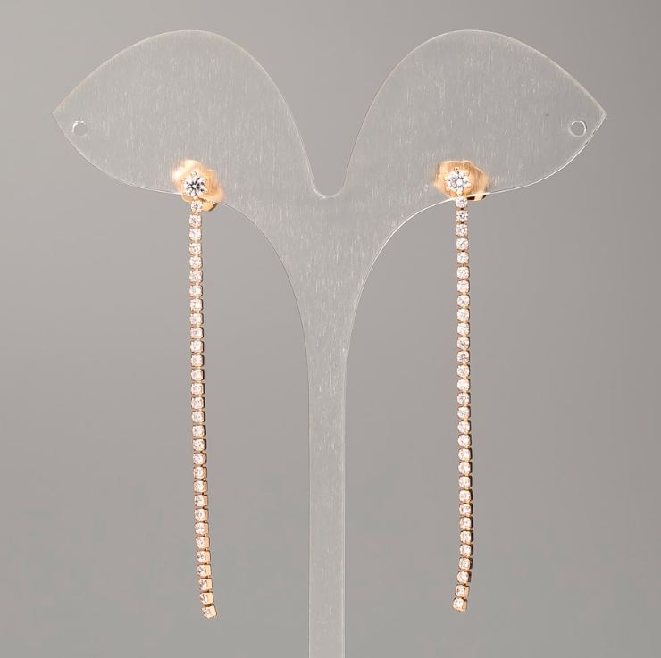 Xuping Ball Bead Stud Earrings, 18K Gold Plating, Diameter 2 mm, Length 6 cm