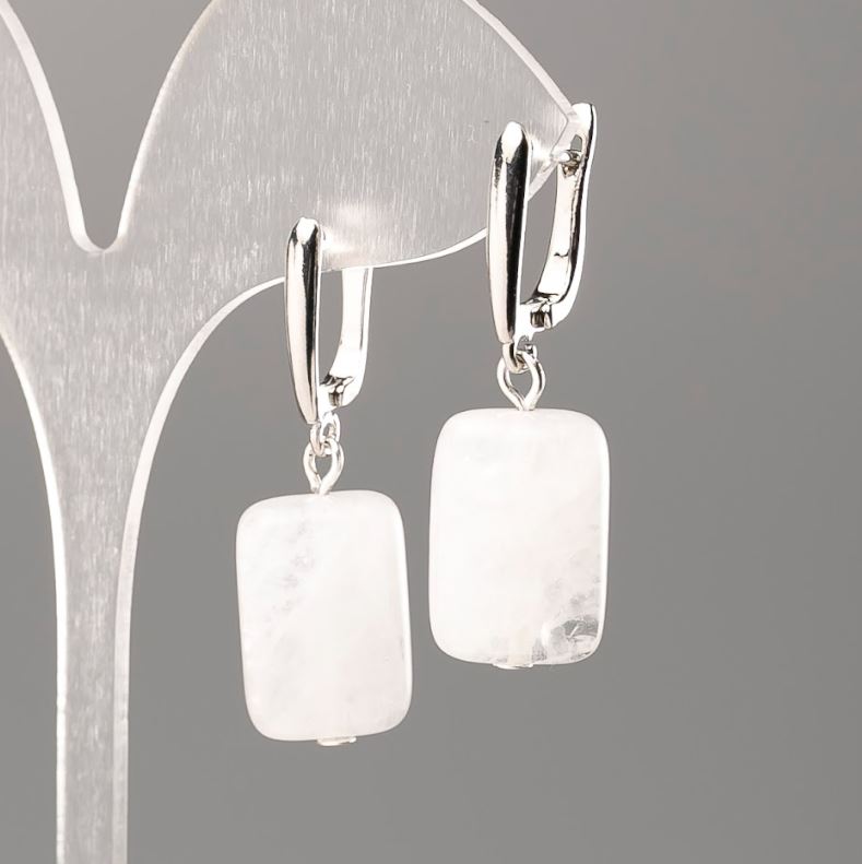 Earrings with natural Mountain Crystal, diameter 18x13 mm+