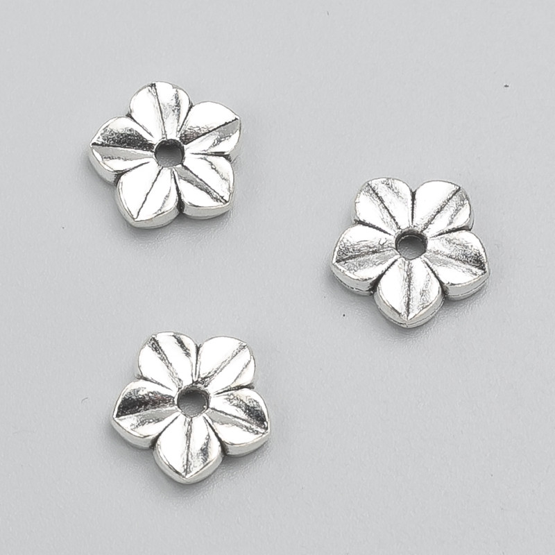 Bead insert 'Flower', diameter 11×3mm, pack 20 g, 15 pcs ±, metal color 'Silver'