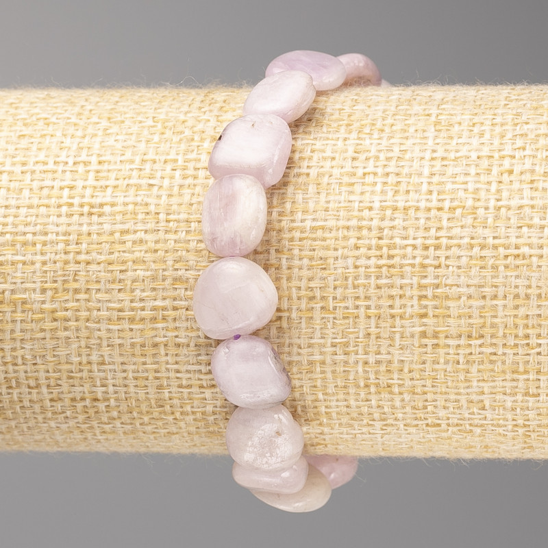 Kunzite Stone Bracelet with Faceted Beads, 10×13 mm diameter ±, on elastic band, length 18 cm+