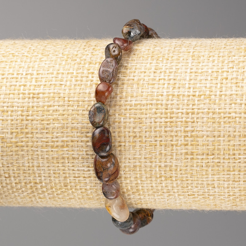 Bracelet with bronzite rondelle beads on elastic, diameter 8x6 mm ±, length 18 cm+