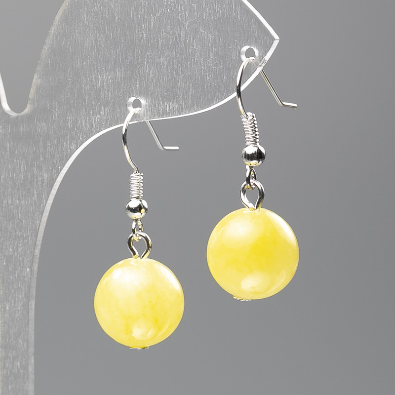 Earrings Citrine (acrylic) smooth bead, 12.5 mm diameter, 3.5 cm length