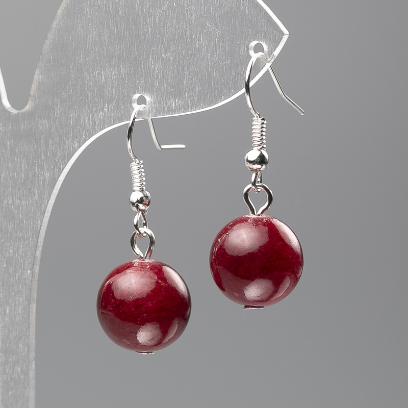 Tourmaline Earrings (artificial acrylic) smooth bead, diameter 12.5 mm, length 3.5 cm