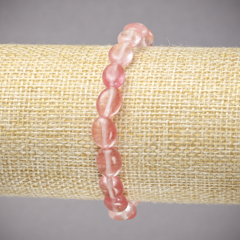 Elastic bracelet with natural chalcedony, smooth oval stones, 10x8 mm, ± length 18 cm