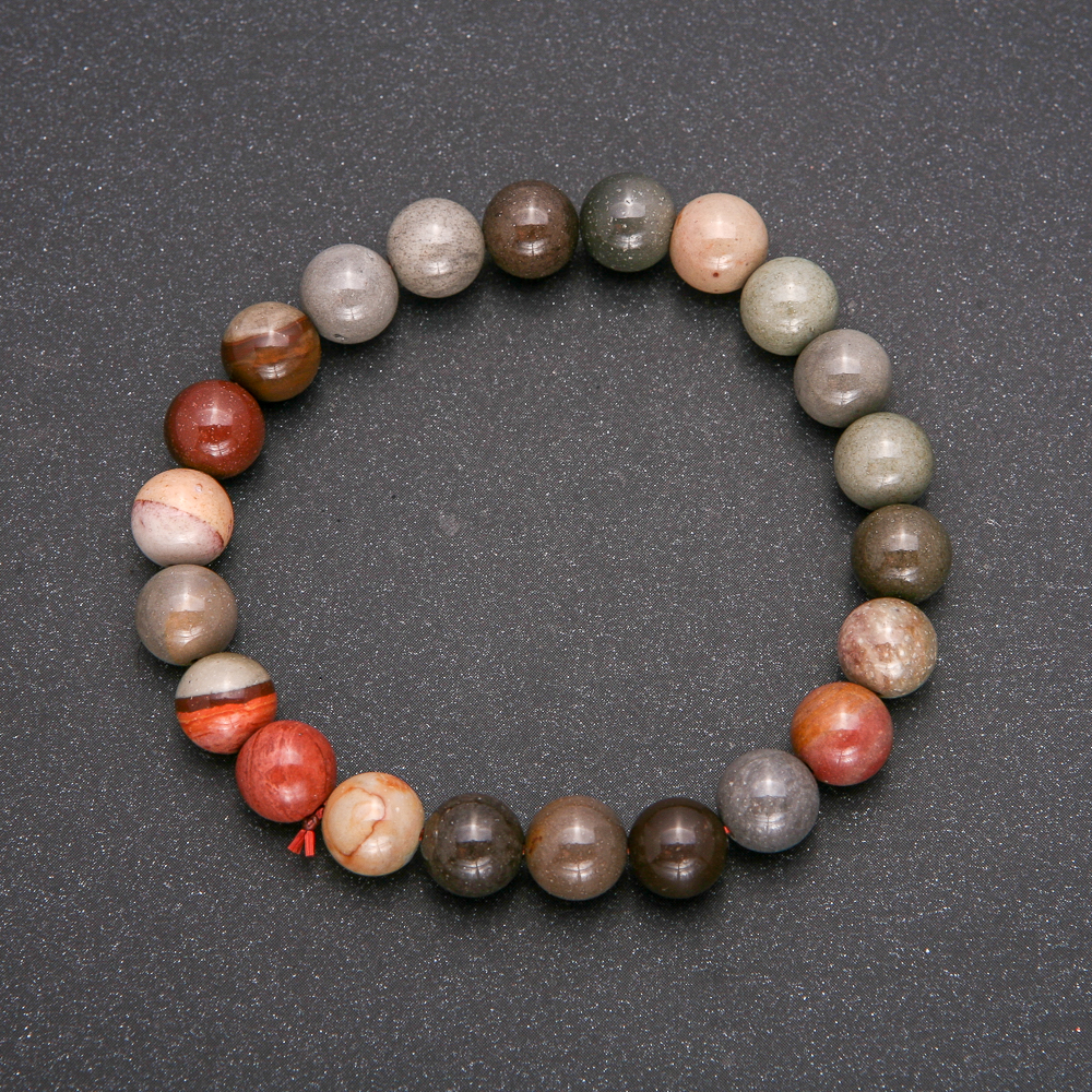 Natural Jasper Bracelet on Elastic Cord, Smooth Bead, 8 mm Diameter, 18 cm Circumference