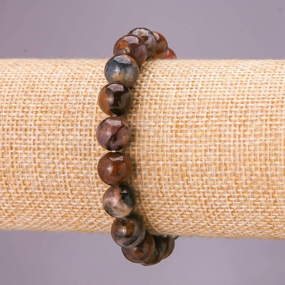 Bracelet made of natural petersite on elastic cord, smooth bead, diameter 10 mm (±), circumference 18 cm