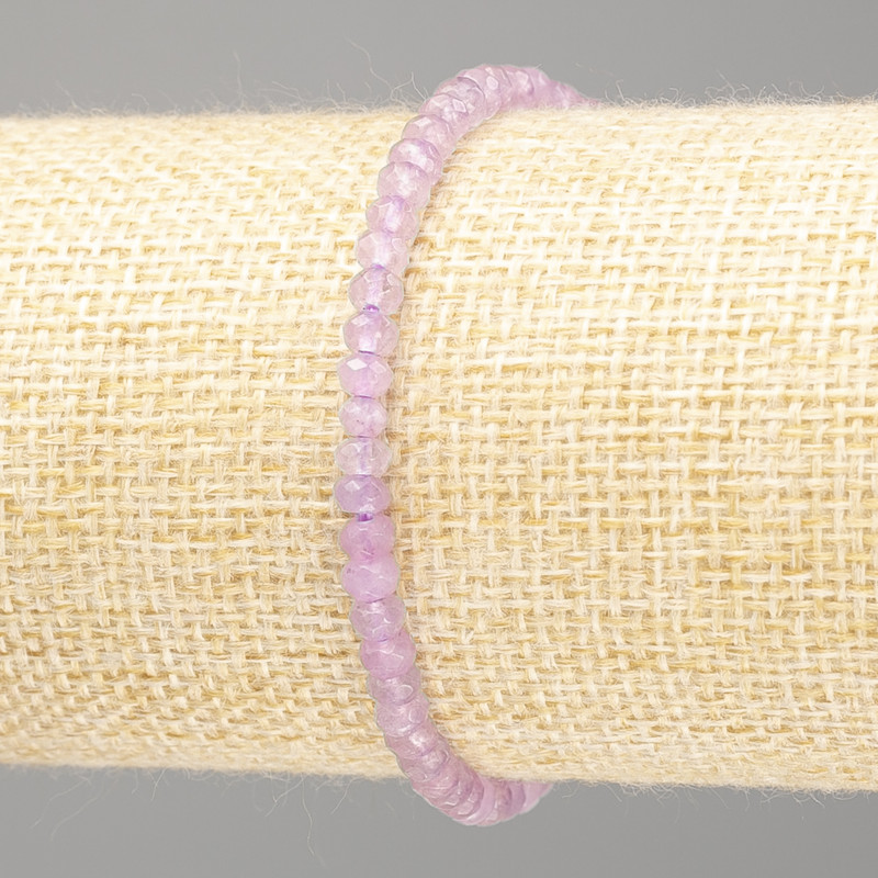 Браслет Аметист (штучний) світло бузковий полупрозорий гранований рондель, діаметр 4х3мм+-, довжина 18см (стрейч)