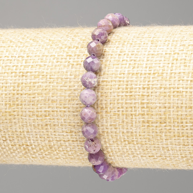 Phosphosiderite bracelet with a faceted bead, natural stone, 6 mm diameter, 18 cm length (stretch)