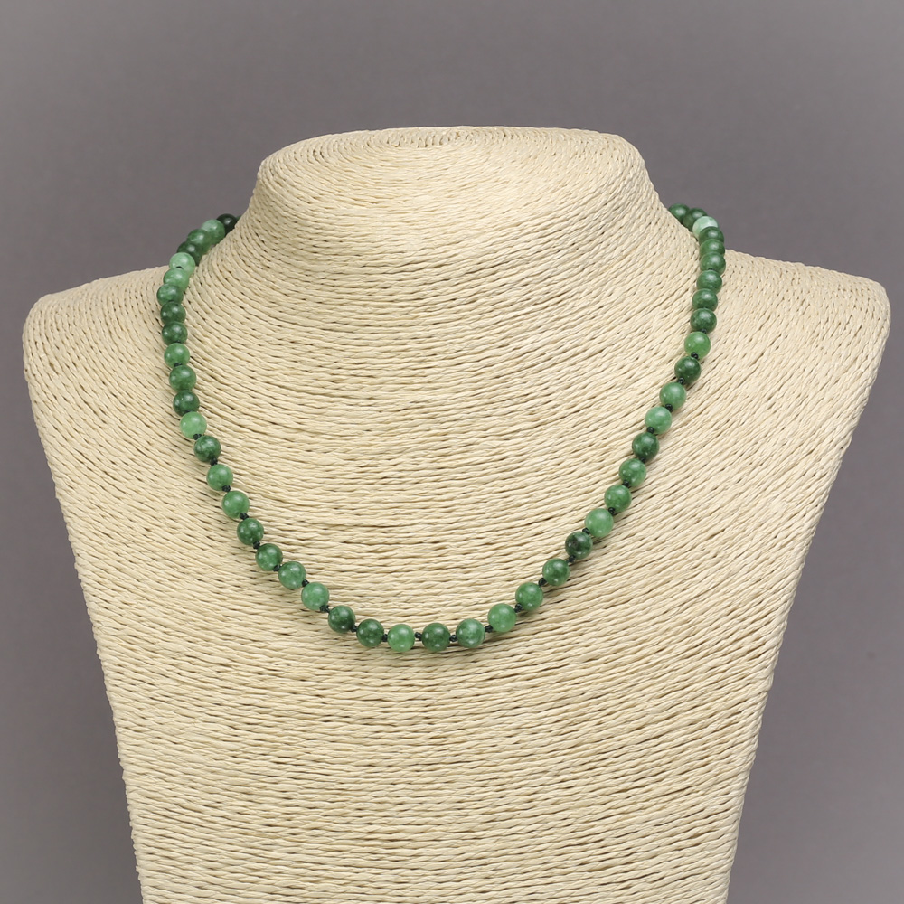Chrysoprase Necklace (synthetic) - Smooth Beads, 6mm diameter, 45 cm length